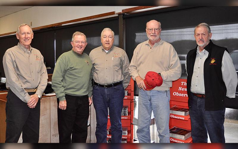 The Lake Blue Ridge Detachment #1438 Marine Corps League works year-round on a variety of community projects in an effort to give back to the community. Shown are, from left, Mike Nunnally, Jim Brumbelow, Jeff O’Neill, Dale Greene and Chuck Clark.