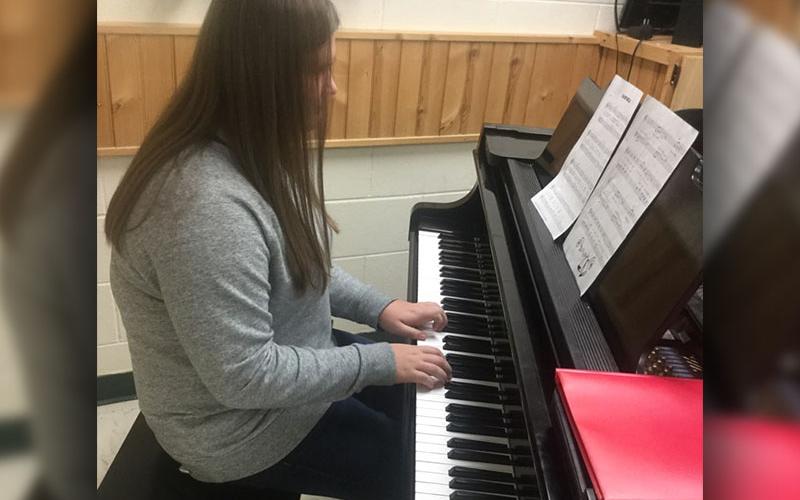 This school year, two members of the Fannin County High School Family Career and Community Leaders of America (FCCLA) spent their time volunteering at Blue Ridge Assisted Living and Memory Care. The students, Anna Rhodes and Gracie Stewart, performed research about the positive impact that music therapy has on the elderly population. Throughout the holidays and into the new year, these students went twice per week to the facilities and played music for the residents. Stewart is shown on the piano.
