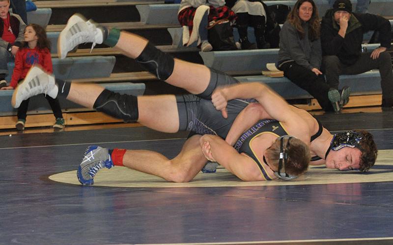 Fannin Rebel McCay Turner works his opponent in recent action for the Fannin Rebels.