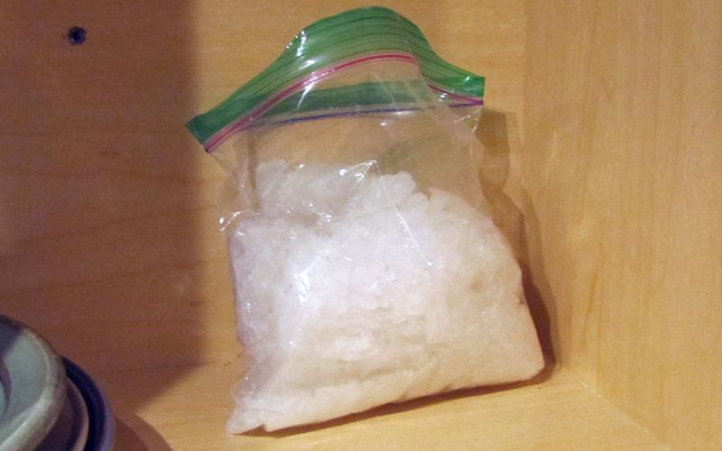 This plastic sandwich bag containing over 12 ounces of methamphetamine was found in a cabinet at Spencer Douglas Young III’s, residence in Blue Ridge, Investigator John Arp said.