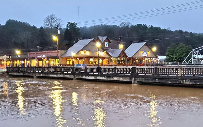The Toccoa River quickly rose to near the bottom of William T. “Boss” Mull Memorial Bridge in McCaysville Thursday, February 6. Heavy rains caused high water across the area and conditions were expected to worsen this week as a heavy weekend snow was being followeda by more heavy rain Monday and Tuesday morning. Officials were warning citizens to be cautious in areas of high water.