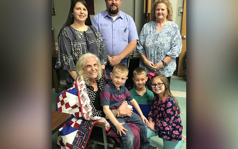 Homestead Hospice of Blairsville presented Earlyne Simmons with a Quilt of Valor for her service in the U.S. Marine Corps during the Vietnam Era Friday, January 31. The ceremony was held at the Fannin County Senior Center, where she was surrounded by her family; son and daughter-in-law, Shaun and Tara Simmons; grandchildren, Della, Shaun Jr. and Michael; and relative, Debbie Simmons.