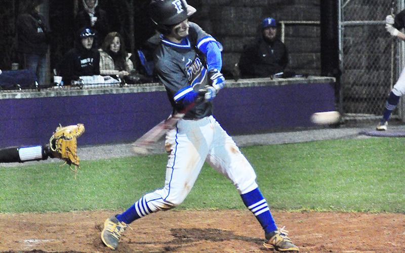 Fannin Rebel Wyatt Rogers unloads on a pitch in recent action for the Fannin Rebel baseball team.