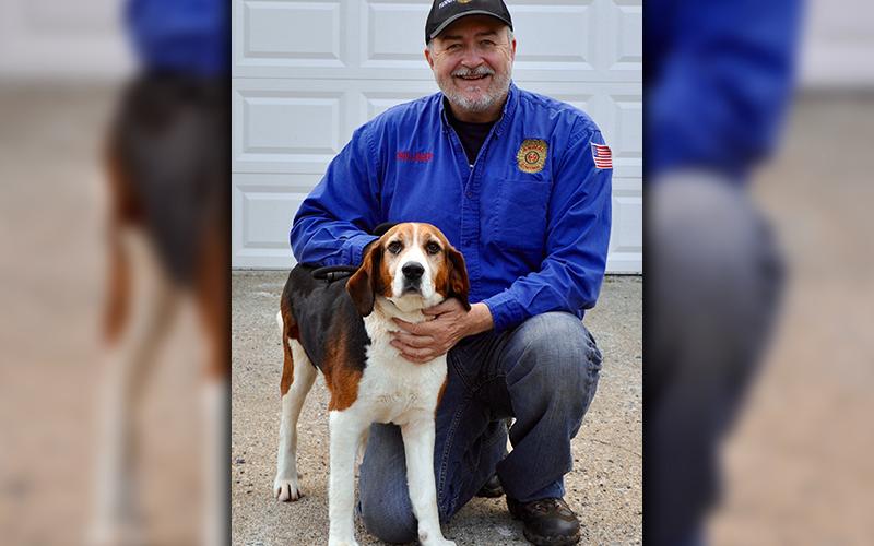 Fannin County Animal Control Officer John Drullinger holds this female Beagle mix who was picked up around Devil’s Den Road in Epworth March 18. She will be staying at Animal Control until reclaimed or adopted. She has a short, red, black and white coat with big, doe eyes. View her under Animal Control number 108-20.