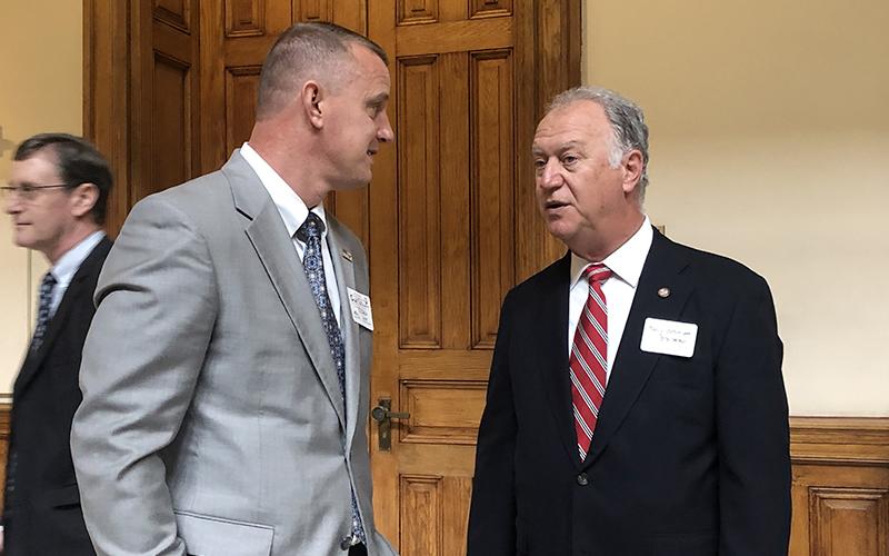 Fannin County Board of Education Chair Chad Galloway, left, and Vice-Chair Terry Bramlett traveled to Georgia’s capitol, Tuesday, March 3, and met with leaders of the Georgia School Boards Association and the Georgia School Superintendents Association to learn more about potential legislation that could affect Fannin County students.