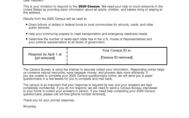 Sample United States Census Invitation Letter