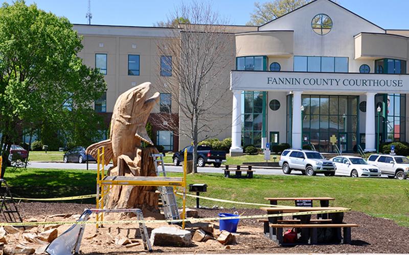 A new creature, a trout, is coming to Blue Ridge’s downtown park across from the Fannin County Courthouse. The trout is replacing Blue the Bear.