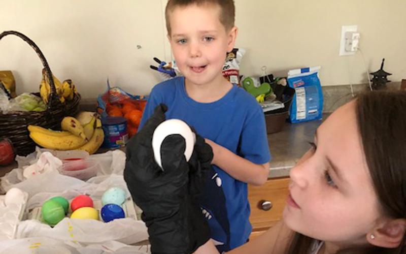 Copper Basin Elementary School students Paisley and Koen Williams have completed a variety of craft activities while they’re out from school, including dying Easter eggs.