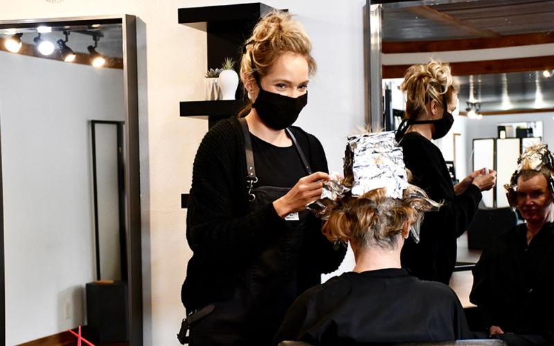 Celeste Lance of Covet Haircrafters was one of many Fannin County business owners who chose to re-open their business Friday, April 24, following Governor Brian Kemp’s announcement that many businesses would be allowed to re-open that day and on April 27.