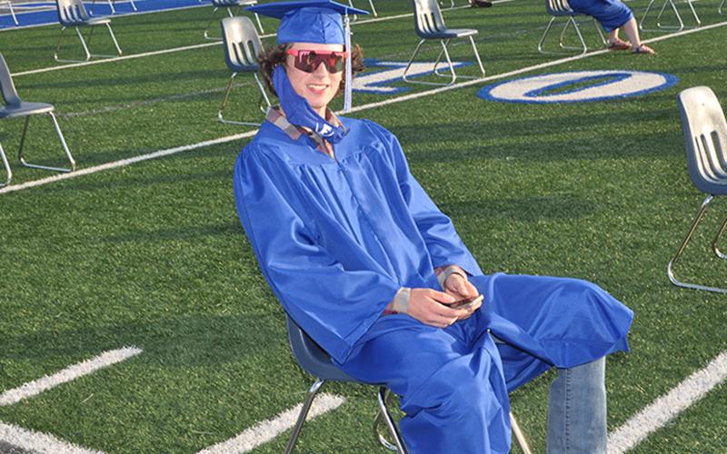River Key takes in the sun before the Fannin County High School 2020 graduation ceremony Friday, May 22.