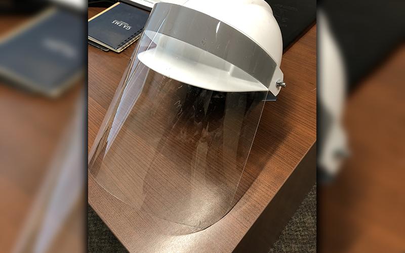Shown is a helmet created by Dale Evanson for the Fannin County EMA.