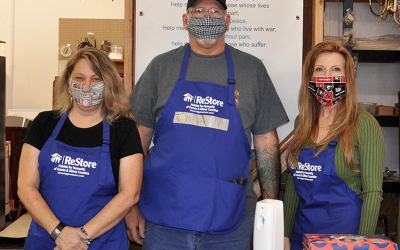 Habitat for Humanity of Fannin &amp; Gilmer Counties’ ReStore opened back up Monday, May 11. Shown are, from left, Jeanette Mctaggart, Bryan Suydam and Patsy Reed.