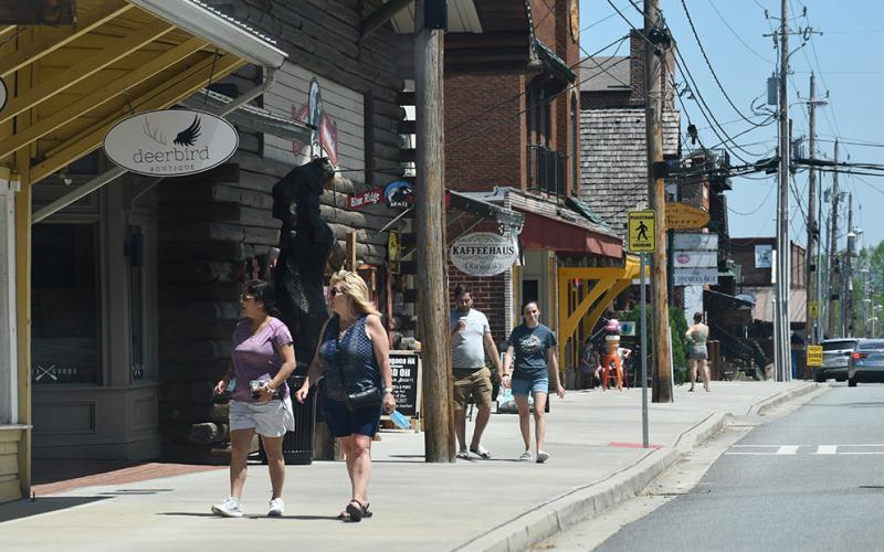 Folks traveled to downtown Blue Ridge to shop and pick up take-out Saturday, May 2 following the re-opening of businesses statewide.