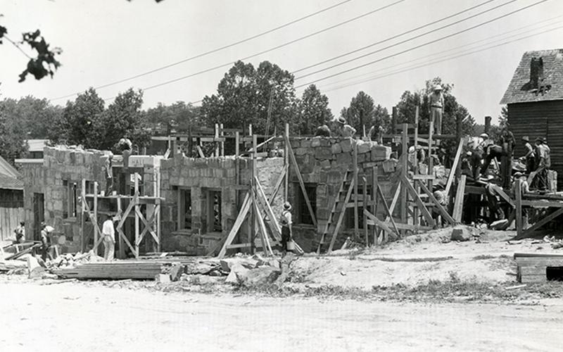 The old Blue Ridge City Hall and Jail are shown under construction in 1937. The building, which is located on Church Street between East Main and East First streets, now houses the Blue Ridge Police Department.