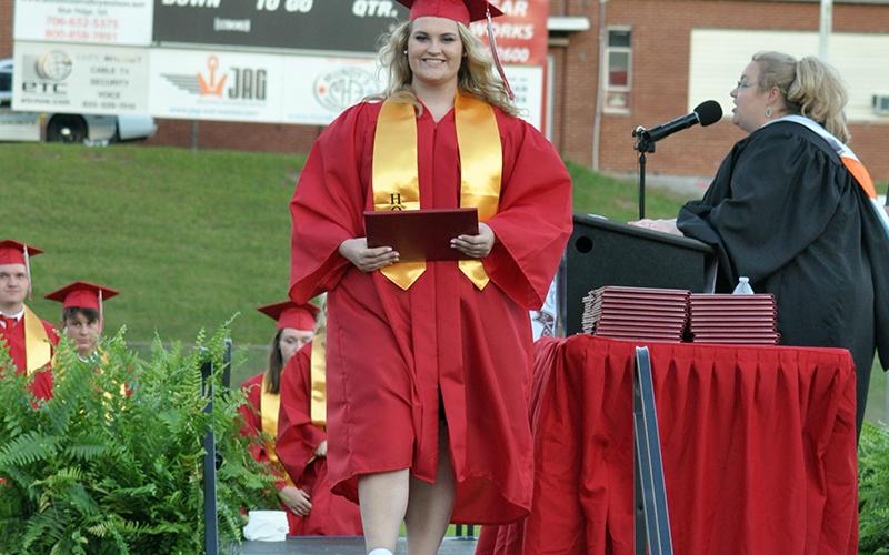 CBHS 2020 graduate Iris Wilson smiles after receiving her diploma during Copper Basin’s graduation ceremony Friday, June 12.