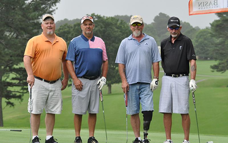 The Copper Basin Golf Club held “The Stars and Stripes Shootout” golf tournament Saturday, June 27. Golfers shown are, from left, Ronnie Dillard, Tyke Prince, John Fitts and M.A.
