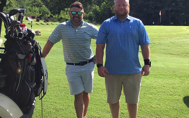 Winners of the Copper Basin Golf Club’s “Stars and Stripes Shootout” were Chip Stewart, left, and Stephen Nazerian.