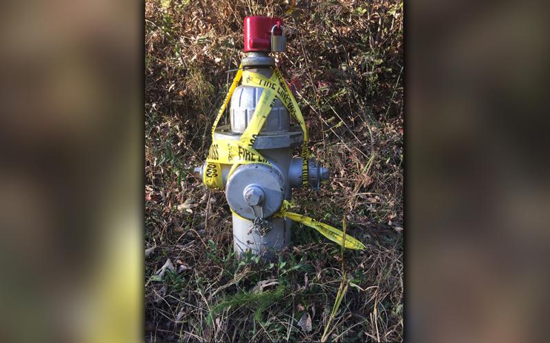 This fire hydrant on Fawn Way was reported in Blue Ridge as being out-of-service.