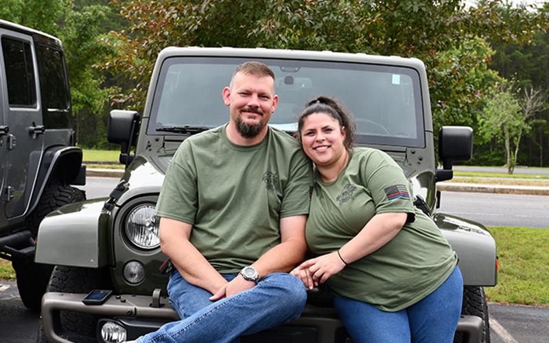 Jeep enthusiasts from all over traveled to Blue Ridge to participate in the 2020 Riding the Ridge jeep ride fundraiser for Shop with a Cop. Fannin County Sheriff’s Deputy Mark White and Julie Green are shown above.