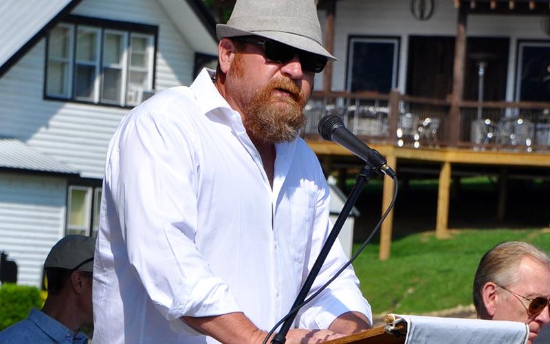 Mountain Patriots Chairman Jack Taylor greeted all who showed up for the Public Prayer Rally for the nation, law enforcement officers and first responders.
