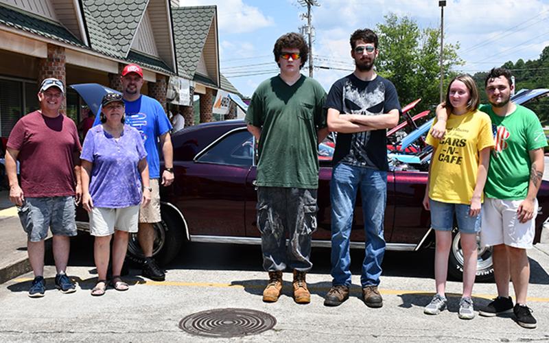 Lovin Racing and Circuit World joined together to raise money for Fannin County Family Connection’s local food pantry through a car show fundraiser called Cars for a Cause Sunday, July 20. Shown, from left, are Jamie Hensley from Circuit World, Family Connection Executive Director Sherry Morris, Jeremy Wright from Circuit World, Chris Lancaster, Alexander Herendon, Shelby Pierce and Lovin Racing Owner Daniel Henderson.