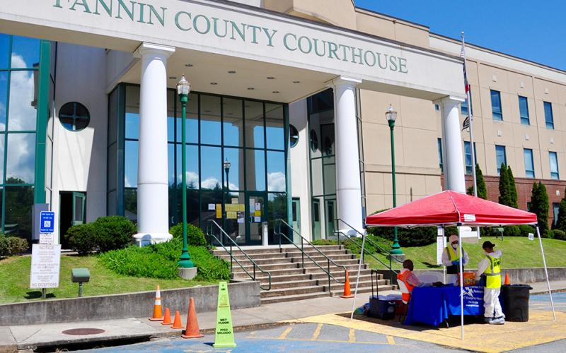 American Property Restoration, who specialize in COVID-19 sanitation and cleaning, were out at the Fannin County Courthouse Thursday, July 9, cleaning up after multiple employees reported that they were exhibiting symptoms of the virus.