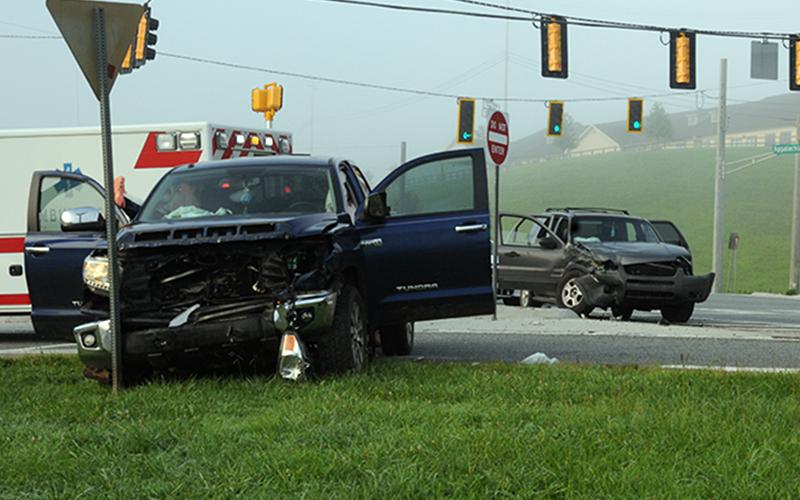 The driver of a Toyota Tundra struck the side of a Ford Escape during a two-vehicle crash at the intersection of Highway 515 and Old Highway 76 that sent four people to the hospital with serious injuries Tuesday, August 18.