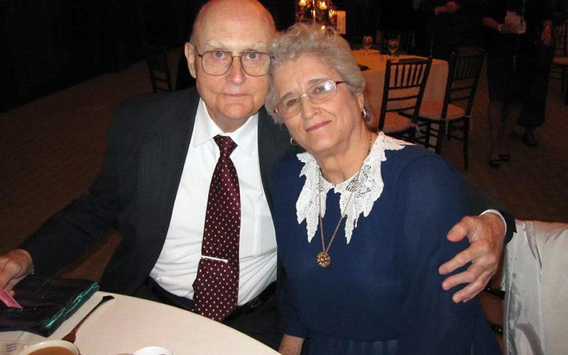 The late Dr. James Haymore III holds onto his first wife Doris. The pair were married 56 years before Doris died of cancer in 2013.