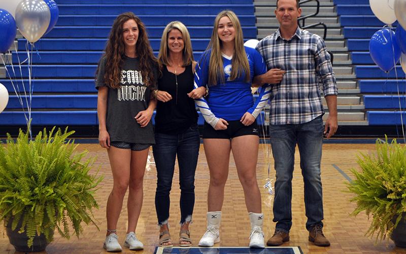 Paige Foresman was one of five Fannin County seniors honored during senior night at Fannin’s game against Copper Basin Thursday, September 10. Shown are, from left, sister, Candace Seabolt; mother, Heather Foresman; senior, Foreseman; and father, Chris Foresman.