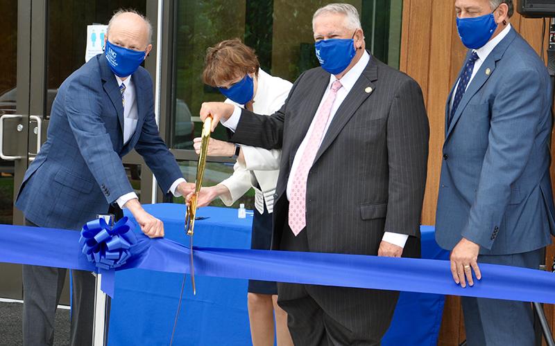 The University of North Georgia held a ribbon cutting ceremony Wednesday, September 16, for the opening of the Blue Ridge Campus. Shown are, from left, University Systems of Georgia Chancellor Dr. Steve Wrigley, UNG President Dr. Bonita Jacobs, Georgia Speaker of the House David Ralston and District 51 Senator Steve Gooch.