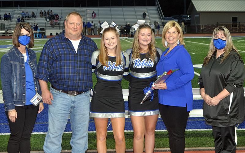 Courtney Tamberino was honored with the cheerleading seniors during Fannin’s senior night ceremony Friday, October 9. Shown are, from left, father, Chip Tamberino, Tamberino, sister, Katherine Tamberino and mother, Ashley Tamberino.