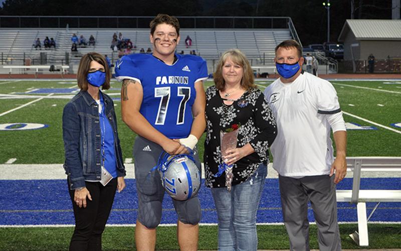 Chris Scott was one of 15 seniors honored during Fannin County’s senior night ceremony Friday, October 9. Scott is shown with his mother, Leann Towe.