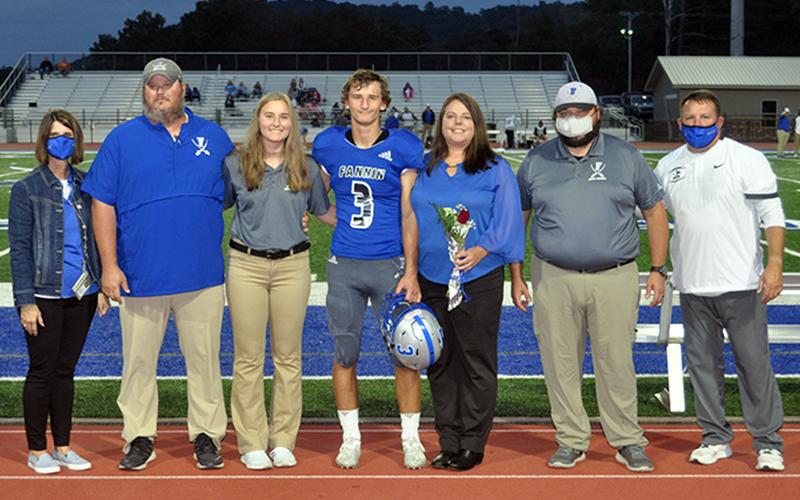 Football senior McCay Turner and sports medicine senior Lyndsay Turner were honored at Fannin County’s senior night Friday, October 9. Shown are, from left, father, Adam Turner, senior, Lyndsay Turner,  senior, McCay Turner, and mother, Lynn Turner.