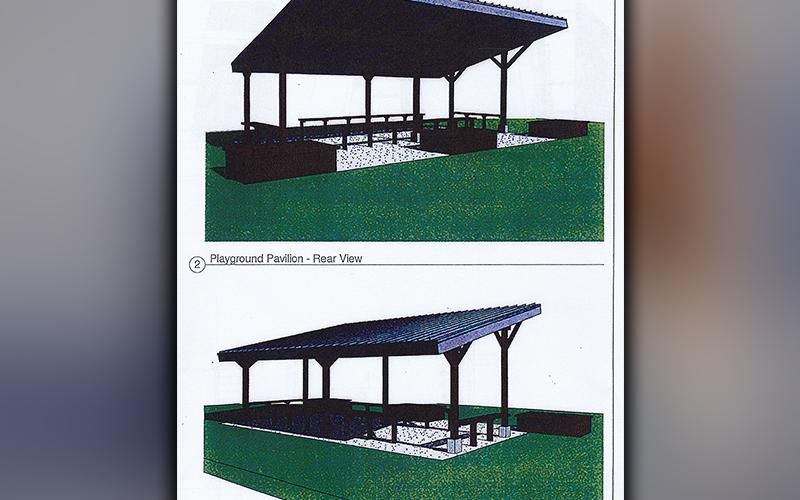 These diagrams show the future playground pavilion at McCaysville City Park.