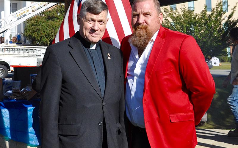 Reverend John Mason, left, and Mountain Patriots Chairman Jack Taylor took a moment for a photo before commencing the Mountain Patriots’ “God &amp; Country” parade and rally.