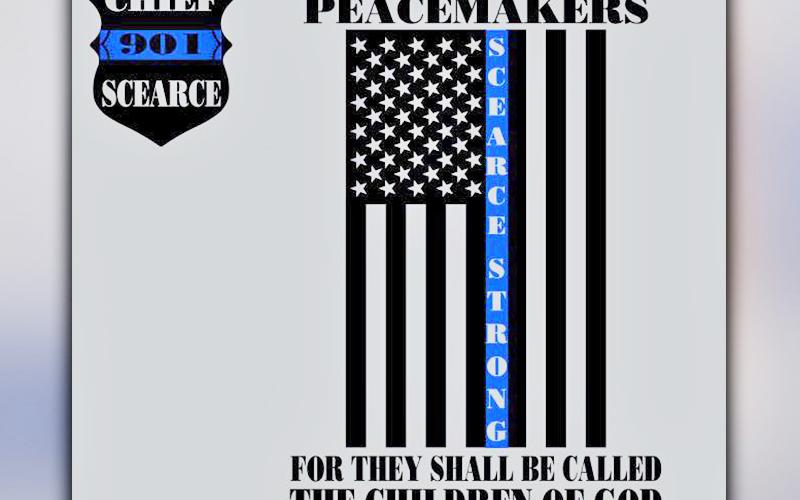 This graphic is what will appear on T-shirts to benefit Blue Ridge Chief of Police Johnny Scearce and wife Brenda.