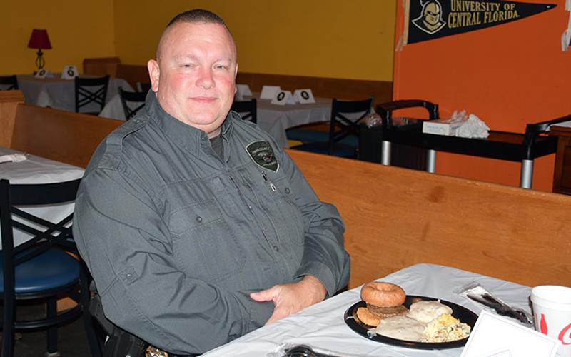 Fannin County Sheriff’s Office’s Captain Greg Newman attended a breakfast for first responders at Blue Jeans hosted by The Ridge Community Church Men’s Ministry Friday, October 16.