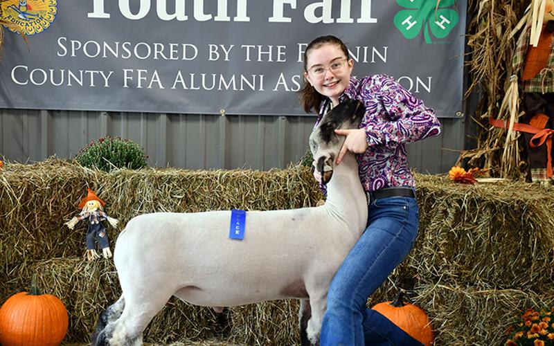 Madison McDermott won first prize with her sheep at the Fannin County Youth Fair  sponsored by the Fannin County FFA Alumni Association Saturday, September 28.