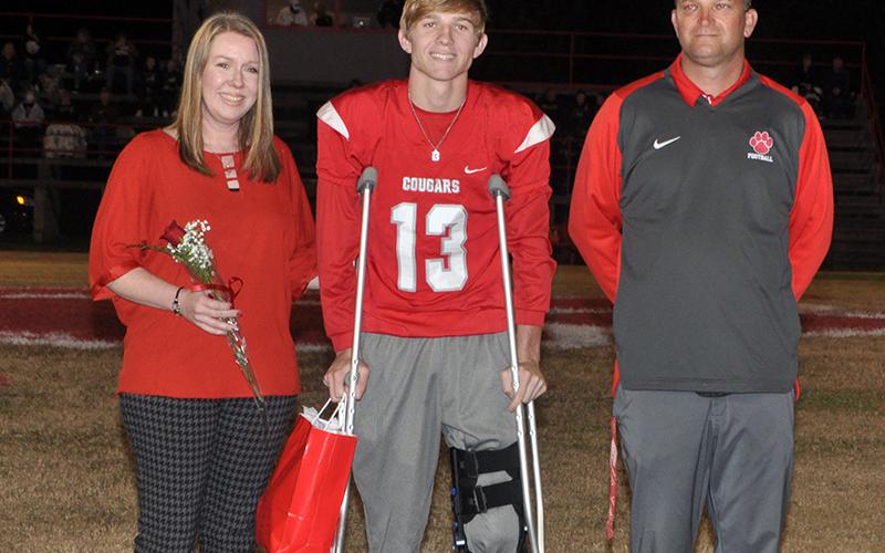 Senior football player Bryson Grabowksi was honored during Copper Basin’s senior night ceremony Friday, November 6. Grabowski is shown with his parents, Chad and Amber Grabowski.