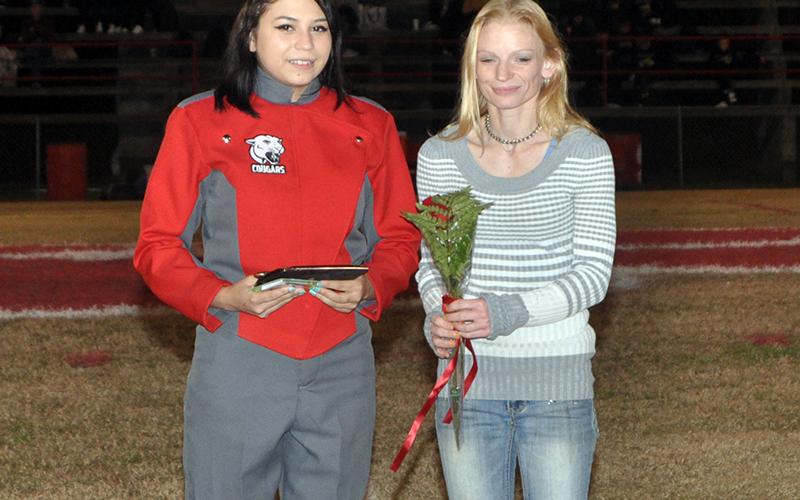 The Copper Basin Cougars honored it’s band, golf, cheerleader and football seniors Friday, November 6. Band senior Ashley Segay, left, was escorted by her mother Cassie Segay.