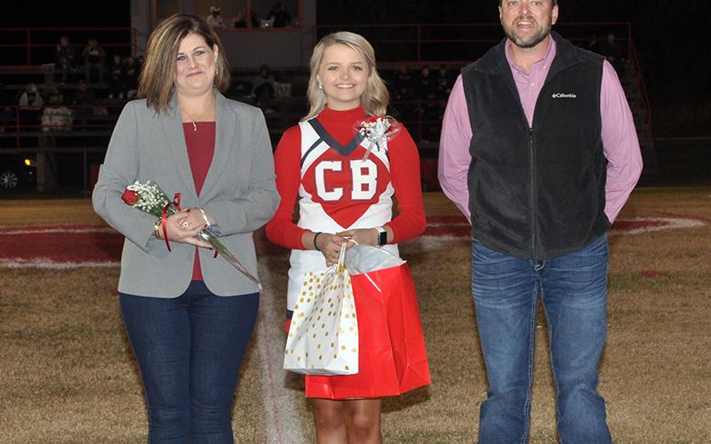 Lady Cougar senior cheerleader Haley Harper was honored during Copper Basin’s senior night Friday, November 6. She was escorted by her parents, Chris and Brandi Harper.