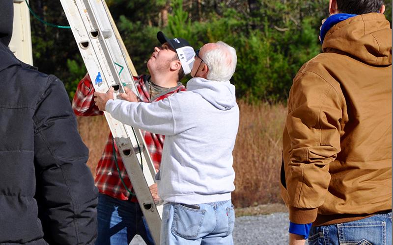 Kiwanis Club of Blue Ridge members performed some community service Saturday, October 31, in which they painted Fannin County Family Connection’s headquarters. Shown lending a helping hand are Dylan Neidert, left, and President Bill Echelburger.