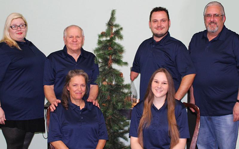 The cast of Blue Ridge Community Theater’s up and coming production of “Gift of the Magi 2.0” is shown, from left, front, Toni Creed and Ali Reynolds; back, Courtney Thompson, William Szarowicz, Heath Burnett and Director Lee Dittman.