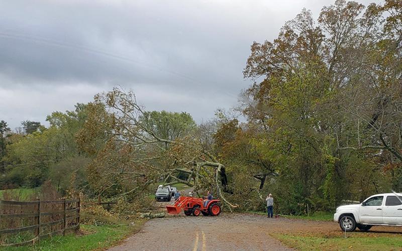 Inclement weather that blew in from Tropical Storm Zeta along the gulf coast made quite the impression on Fannin County and surrounding areas as it resulted in heavy storm damage Thursday, October 29. Residents worked to get the road cleared along Old Epworth Road in Epworth.