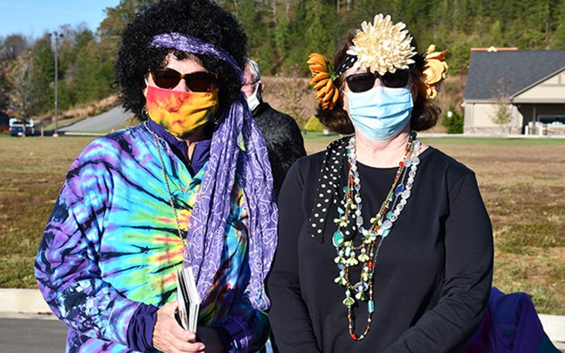 Blue Ridge United Methodist Church members Janice Rogers, left, and Suzanne Bienert passed out candy to attendees of the Blue Ridge Community drive-thru Halloween safe zone event Saturday, October 31.