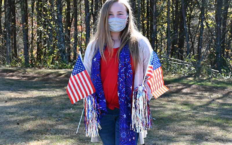Fannin County Middle School student Malia Davenport joined her fellow classmates to show their appreciation for our country’s veterans during the middle school’s Veterans’ Day Parade Friday, November 6.