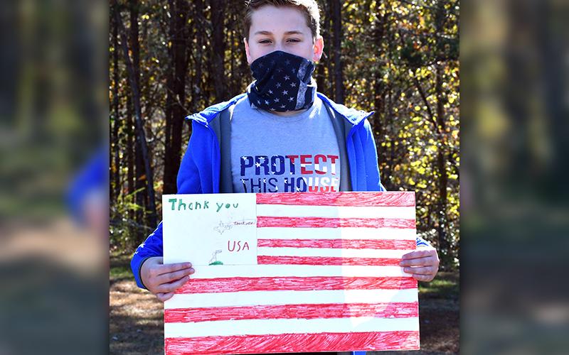 Fannin County Middle School student Isaac Watkins thanked the veterans who drove through the middle school’s Veterans’ Day Parade Friday, November 6.