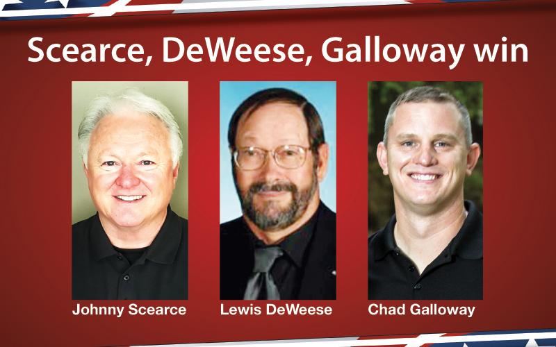 Johnny Scearce, Lewis DeWeese and Chad Galloway each won their contested races during the 2020 General Election.
