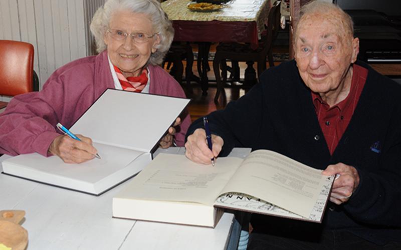 Ethelene Dyer Jones and Dale Dyer are shown at the Baugh House, home to the Fannin County Heritage Foundation, this past Saturday. Co-editors of four books about Fannin history, they signed copies for purchasers.