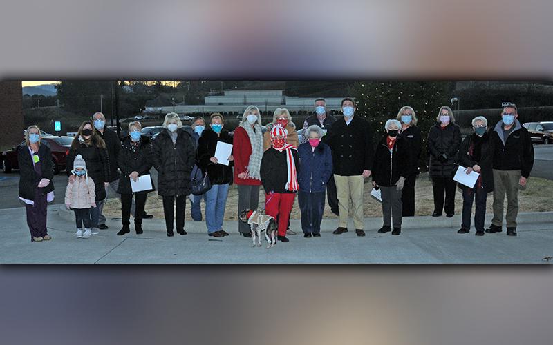 The cold weather did not chill the spirits of those gathered for the annual lighting of the Fannin Regional Hospital Auxiliary’s Love Light tree. The ceremony was held Tuesday, December 8. Contributions for the Love Lights go toward providing scholarships for students entering medically related fields.